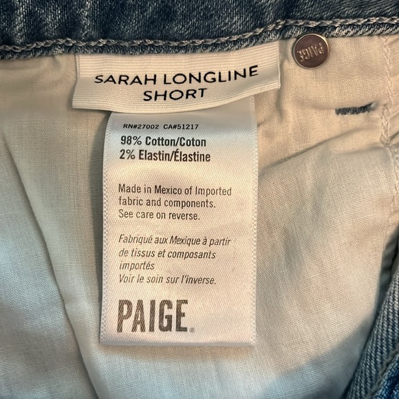 Paige Denim Sarah Longline Shorts High Rise Size 29 - Picture 9 of 16